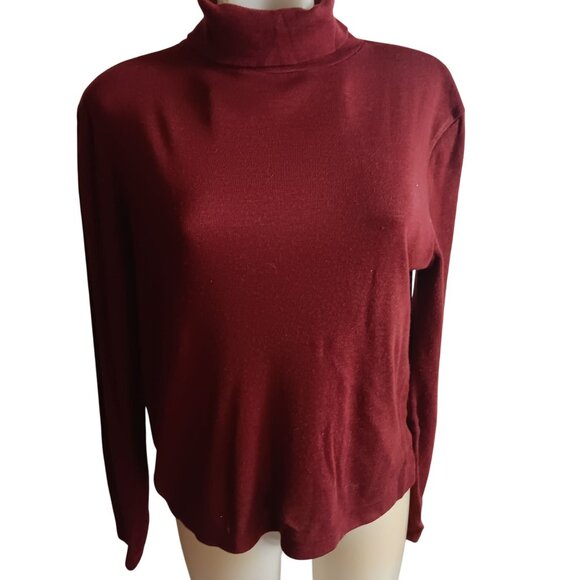 Women's Large Vintage 70's Single Stitch Brown Turtleneck Zipback Pullover - Picture 1 of 9